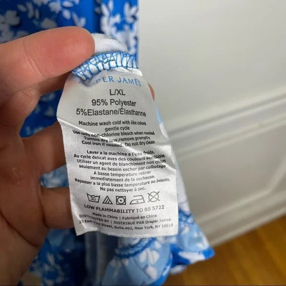 Draper James Blue Floral Ruffle Hem Tank Dress Womens L/XL NWT - Picture 4 of 9